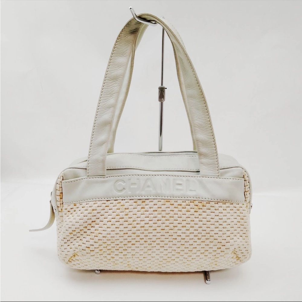 Chanel White Quilted Shoulder Bag with COA - has stains